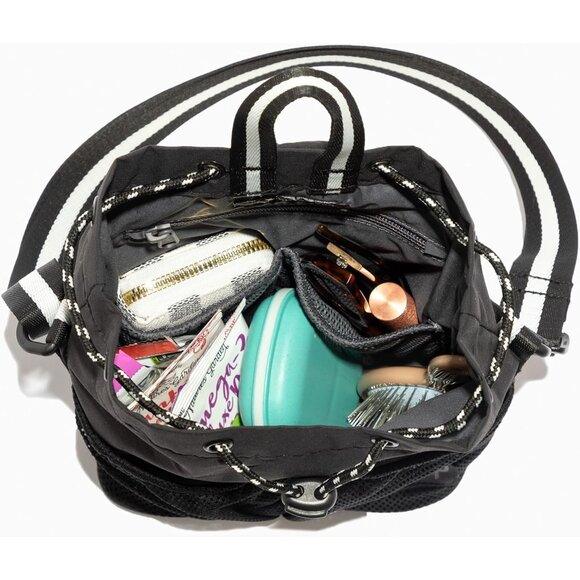 Drawcord Crossbody Bag Unisex Cherry Polyester Secure Pockets Lightweight - Picture 5 of 5